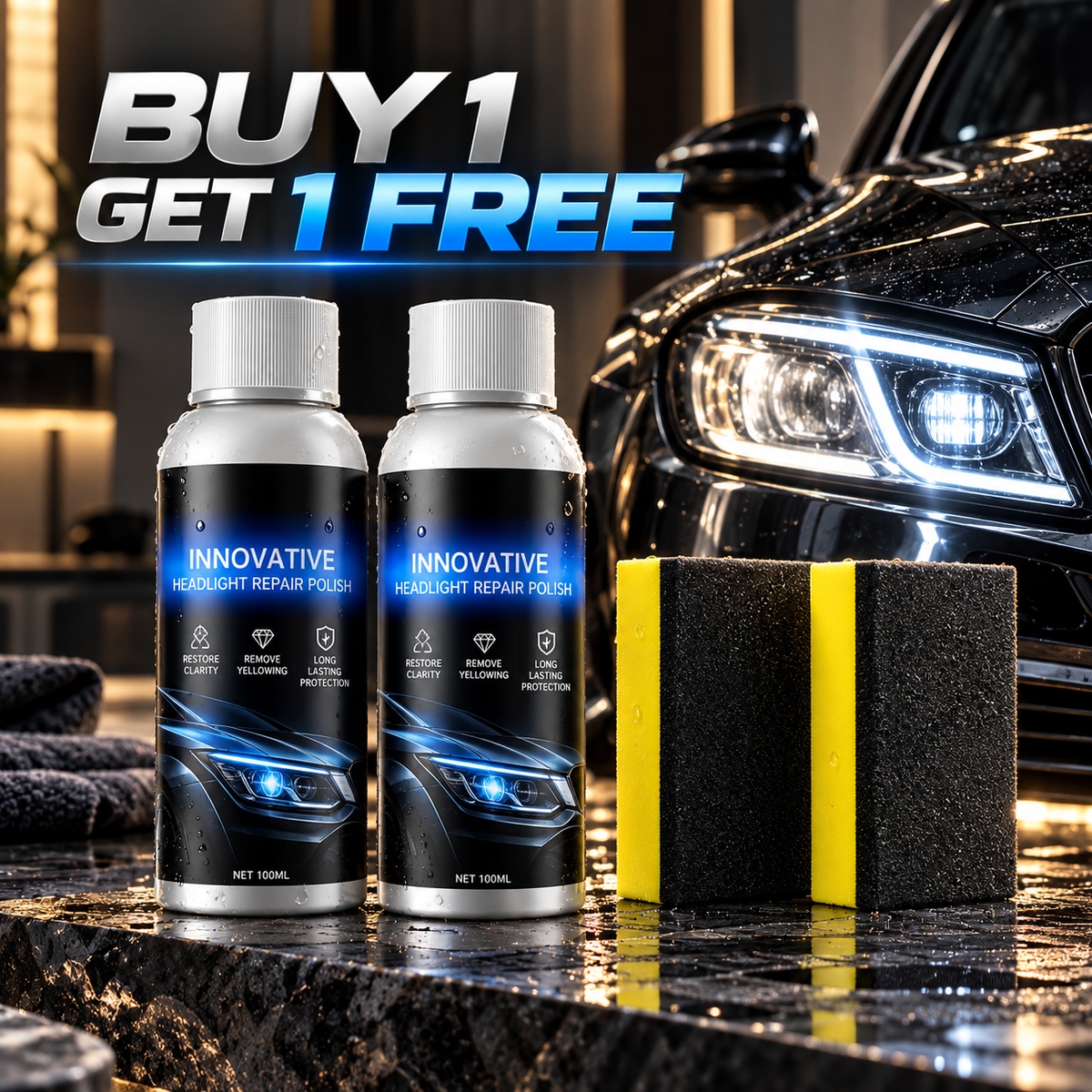 Car Headlight Repair Fluid, Scratch Remover Pack of 2